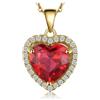 JewelryPalace 4ct Collana Cuore Donna placcato oro giallo 14K con Creato Rubino Rosso, Collana Dorata Ciondolo Pietra a Taglio Cuore in Oro con Catena 45cm, Collane Pendenti Lunghe Set Gioielli Donna