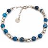 Generico Karà Gioielli Bracciale Uomo in Acciaio Inossidabile con Pietre Naturali Agata Blu ed Ematite, Braccialetto Regolabile 18+4 cm