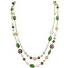 Bocar 14K Placcato Oro Catena di Collegamento 2 Strati di Cristallo Legno Acrilico colorato Donne Partito Lungo Collana Regalo (NK-10084-green)