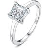 JewelryPalace 1ct Anello Solitario Donna placcato oro bianco 14K con Creato Moissanite, Diamante Simulato Anelli con Pietra a Taglio Principessa, Semplice Fedine Fidanzamento Set Gioielli Donna 9.5