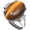 Wizock Anelli aperti in argento Sterling 925 con pietra occhio di tigre ovale spirituale, anelli regolabili da donna, gioielli alla moda per l'equilibrio energetico e la ricchezza (misura 8,5-10)