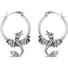 Qings Orecchini a Cerchio Drago Argento Sterling 925 Orecchini a Forma di Drago Piccoli Animale Huggie Hoop con ciondolo drago per Donna Ragazze