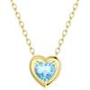 FANCIME Collana da donna con cuore pietra portafortuna smeraldo/zaffiro/rubino/acquamarina ciondolo in oro solido 14 K 585 giallo collana regalo di San Valentino per donne e ragazze, lunghezza della