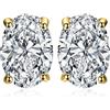 JewelryPalace 2ct Orecchini a Bottone Donna placcato oro giallo 14K con Creato Moissanite, Piercing Orecchini Dorati a Lobo con Pietra Ovale, Orecchini Solitario in Oro Matrimonio Set Gioielli Donna
