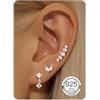 Diamday 3Paia Orecchini Donna Argento 925 Piercing Orecchio Piatti - Set Orecchio Oro Argento Helix Piercing Zirconia Cartilagine Conch Trago Orecchini Punto Luce per Piercings Multipli