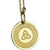 WORLD WIDE GEMS Collana con ciondolo Triquetra in rilievo, realizzata in argento sterling 925 con placcatura in oro, catena a maglia fine da 45 cm, ciondolo rotondo per gioielli unisex fatti a mano |WW_EMBO_00436