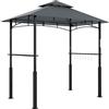 Outsunny 8'x5' Gazebo Doppio Livello BBQ LED Grigio Scuro