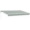 LKJephalotrop Tenda da sole retrattile con braccio articolato, 3 x 2,5 m, in poliestere, per terrazza e balcone, con manovella e telecomando, tenda a mezza cassetta, colore verde e bianco, a righe