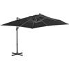 Coespram Ombrellone da giardino, 300 x 300 cm, inclinabile e girevole a 360°, con manovella in alluminio, con base a croce, per giardino, terrazza ed esterni, nero