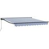 LKJephalotrop Tenda da sole con braccio articolato, 300 x 250 cm, blu e bianco, tenda retrattile con mezza cassetta, per terrazza e giardino, protezione solare in poliestere, con manovella e