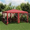 ZQQLVOO Tenda per feste, 4 x 4 m, con 8 pannelli laterali in rete, tetto impermeabile in HDPE e robusto telaio in ferro, per feste in giardino, eventi, gazebo, protezione solare