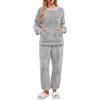 UMIPUBO Pigiama Donna Invernale Felpato Pigiami in Pile Caldo Set Due Pezzi Tuta Termico Invernali Completo da Casa Top a Maniche Lunghe e Pantaloni Lounge Morbido Sleepwear con Tasche
