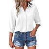 Generico Camicia Lino Donna Camicia Donna Manica Lunga Maglietta Estiva Elegante Blusa Curvy Maglia Camicetta Cotone Pantaloni Viscosa Estivi Bianca Bluse E Camicie da Fantasia T Shirt Blu Estive Scollo A V
