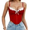 Vuncio Corsetto Gothic Donna Snellente Modellante Vintage Medievale Bustino Contenitivo Donna Taglie Forti Morbidi Comodo Festa Cocktail Sera Top Tunica (Rosso, L)