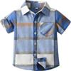 L SERVER Camicia Bambino Ragazzo Gilet in Cotone Tessuto Scozzese Camicie a Maniche Corte Estate Casual Camicia Risvolto, blu royal, 8 anni