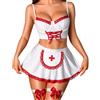 RSLOVE Set lingerie da donna, costume sexy da cameriera, abbigliamento da notte per Halloween e cosplay