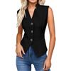 WWricotta Gilet da Donna, alla Moda, con Bottoni, Senza Maniche, in Maglia, Casual, Elastico, Comodo, da Indossare a Strati.