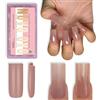 NOVO OVO Medium Sharp Square Nail Tips Press on Pure Color Rosa Marrone, Extra Spesso, Gel & Top Coat & Colla, Soft Gel Matte Estensione per unghie finte fai da te, 15 misure, 180 pezzi