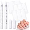 MEITREND Set di 2 penne bianche per nail art, con 3 adesivi per French Tip, per manicure francese, punte bianche e fai da te