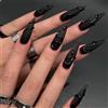 GlamRays 24 unghie finte lunghe a mandorla nera, a stiletto, in acrilico, per autunno e inverno, con design a serpente 3D, opache