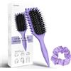O-Kinee Spazzola Capelli Ricci Styling,Viola Curly Hair Brush con Elastico Acconciature Antistatica,Capelli Bagnati e Asciutti,per Capelli Ricci e per la Cura del Volume,Haus Dekoration