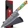 Coltello Da Chef 20,5Cm Super Acciaio 67 Strati Damasco Affilato, Manico in Resi