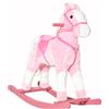 HOMCOM Cavallo a Dondolo in Legno e Peluche con Suoni per Bambini da 3-6anni