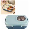 Pissente Lunch Box, Lunch Box Termico in Acciaio Inossidabile 304 con Cucchiaio Bacchette e Ciotola per Zuppa Doppio Strato 3 Scomparti Conservazione degli Alimenti Contenitore per