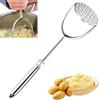 Aurobest Schiacciapatate Acciaio Inox, Pressa Purè Patate con Manico Ergonomico, Schiaccia Patate Manuale, Utensile Cucina Professionale per Verdure, Frutta, Zucca, Lavabile in Lavastoviglie (Argento)