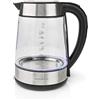Nedis KAWK320EGS Bollitore in Vetro - 1,7 L - 2200 W - 5 Livelli di temperatura - Illuminazione LED - Acciaio Inox