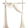 Floroom Tessuto drappeggiato per archi di nozze, 3 pannelli, 5,8 m, in chiffon, drappeggi, per cerimonie nuziali, ricevimenti, decorazioni (nude, crema, bianco)