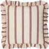 furn. Wylder Connie Square Fodera Per Cuscino - A Righe Con Volant Lino Testurizzato Fodera Decorativa (Rosa Argilla - 45x45cm)