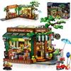 INSOON City Street - Set da costruzione per casa da caffè con luci, 1493 pezzi, stile retrò, con design apribile, modello per caffetteria, decorazione domestica, regalo per adulti, donne, adolescenti