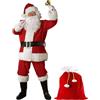 Xoeryoy Costume da Babbo Natale 11 Pezzi/Set Vestito da Babbo Natale per Uomo Donna I Costumi di includono Giacca Pantaloni Cappello Parrucca Barba Occhiali Guanti Campana copristivali cintu