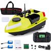 DGJMuu Barca da pesca con GPS, barca da esca radiocomandata, 600 m, portata 1,5 kg, 99 punti di posizione, doppio motore, luce notturna a LED, batteria 2 x 5200 mAh, barca da pesca impermeabile per