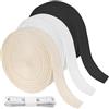 Haocjanc 3 Rotoli Fettuccia Cotone, 20mm x 10m/Rotolo Nastri in Sbieco di Cotone, Nastro a Spina di Pesce, Nastro Legante Bias Cotone per Il Fai da Te, Cucito a Maglia (Beige/Bianco/Nero)