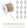PATIKIL Catena con Strass 16.4Ft Catena per Creazione di Gioielli Oro, Blu | Con Ganci A Forma Di Aragosta E Anelli Di Giunzione, Per Accessori Di Gioielli Fai Da Te