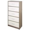 AKTIVE Max Home Comò multiuso per la camera da letto, Grigio e bianco, 5 cassetti in tessuto leggero, 58x30x112 cm, Struttura in legno, Sistema di archiviazione