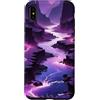 Japanese Aesthetic Styles Gifts Custodia per iPhone XS Max Fantasia Viola Canyon Fiume Cosmico Paesaggio Vaporwave