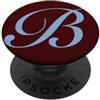 Preppy Monogram Monogramma Iniziale B in Script Azzurro su Borgogna Maroon PopSockets PopGrip Adesivo