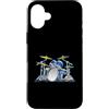 Jeff Hobrath Custodia per iPhone 16 Plus divertente, batteristi, batteria, set, cartone animato, illustrazione