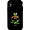 The Botany Bureau Custodia per iPhone X/XS Illustrazione della pianta dell'orchidea pantofola della signora Paphiopedilum
