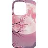 Japanese Aesthetic Styles Gifts Custodia per iPhone 14 Pro Paesaggio Giapponese Rosa Luna Piena Sakura Cherry