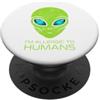Alien Extraterrestrial Sci-Fi UFO Space Sono allergico agli esseri umani Testa aliena Strano extraterrestre PopSockets PopGrip Adesivo