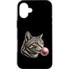 Vintage Cat Bubblegum Aesthetic Style Ca Custodia per iPhone 16 Plus Gatto rosa Bubble Gum carino gatto amante grafica donna gatto