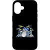 Jeff Hobrath Custodia per iPhone 16 divertente, batteristi, batteria, set, cartone animato, illustrazione