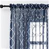 Kotile Tende da cucina lunghe 114,4 cm, colore blu navy, tende corte velate per finestre, lunghezza 114 cm, 2 pannelli, in quadrifoglio color argento