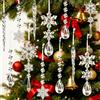 Jogoico 10Pezzi Decorazione Natalizia Acrilico Fiocco di Neve Ornamenti Set | Ghiaccioli di Natale con Linea per Decorazioni Alberi Trasparenti Ciondolo in Cristallo Acrilico per la Festa