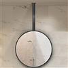 RKJDMSWJ Specchio Rotondo Chiaro e Pratico Montato a soffitto con Asta sospesa con Struttura in Metallo Nero e Specchio con Asta sospeso a soffitto per Bagno e Soggiorno (Il Braccio può Essere Person