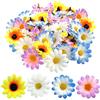 TIMJJG 100 unità di margherite artificiali piccole, fiori di gerbera in seta, per decorazioni fai-da-te, fiori finti per matrimonio, festa di compleanno (4 colori)